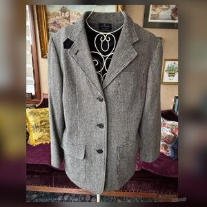 Vintage Alanni by Donny Brook Houndstooth Blazer with Suede Elbows - L/XL 12/14